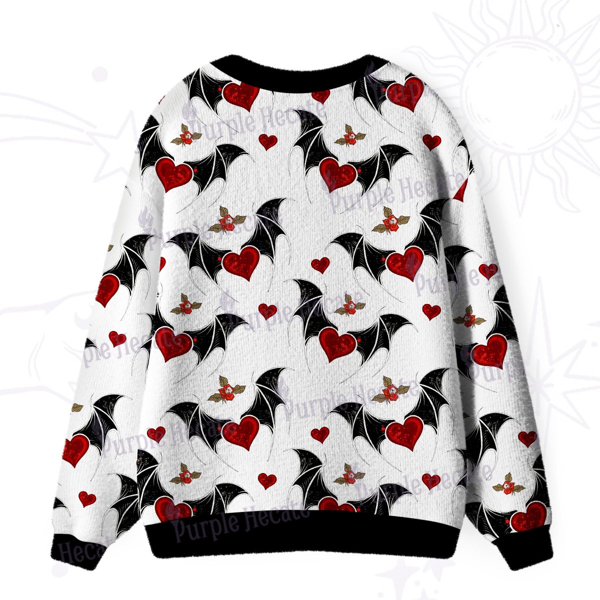 Purplehecate Dark Romance Bat & Heart Ugly Cardigan Sweaters