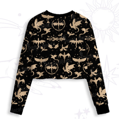 Purplehecate Fantasy Dragon Allover Crop Fuzzy Ugly Sweatshirt