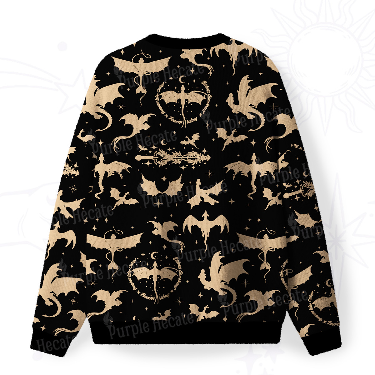 Purplehecate Fantasy Dragon Allover Fuzzy Ugly Sweatshirt