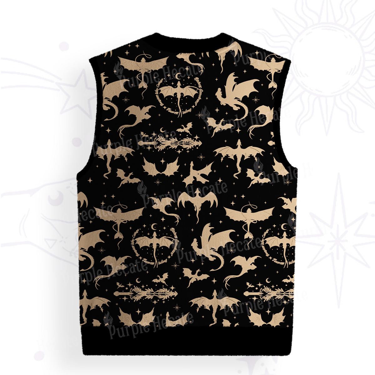 Purplehecate Fantasy Dragon Allover Ugly Sweater Vest