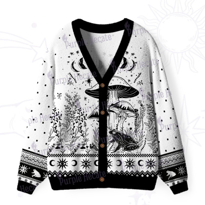 Purplehecate Celestial Frog Mushrooms Ugly Cardigan Sweaters