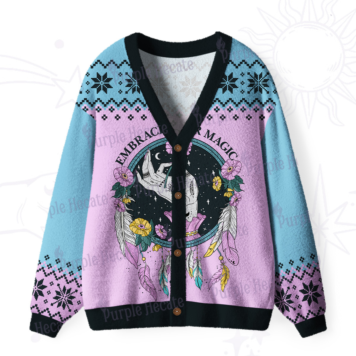 Purplehecate Embrace Your Magic Ugly Cardigan Sweaters
