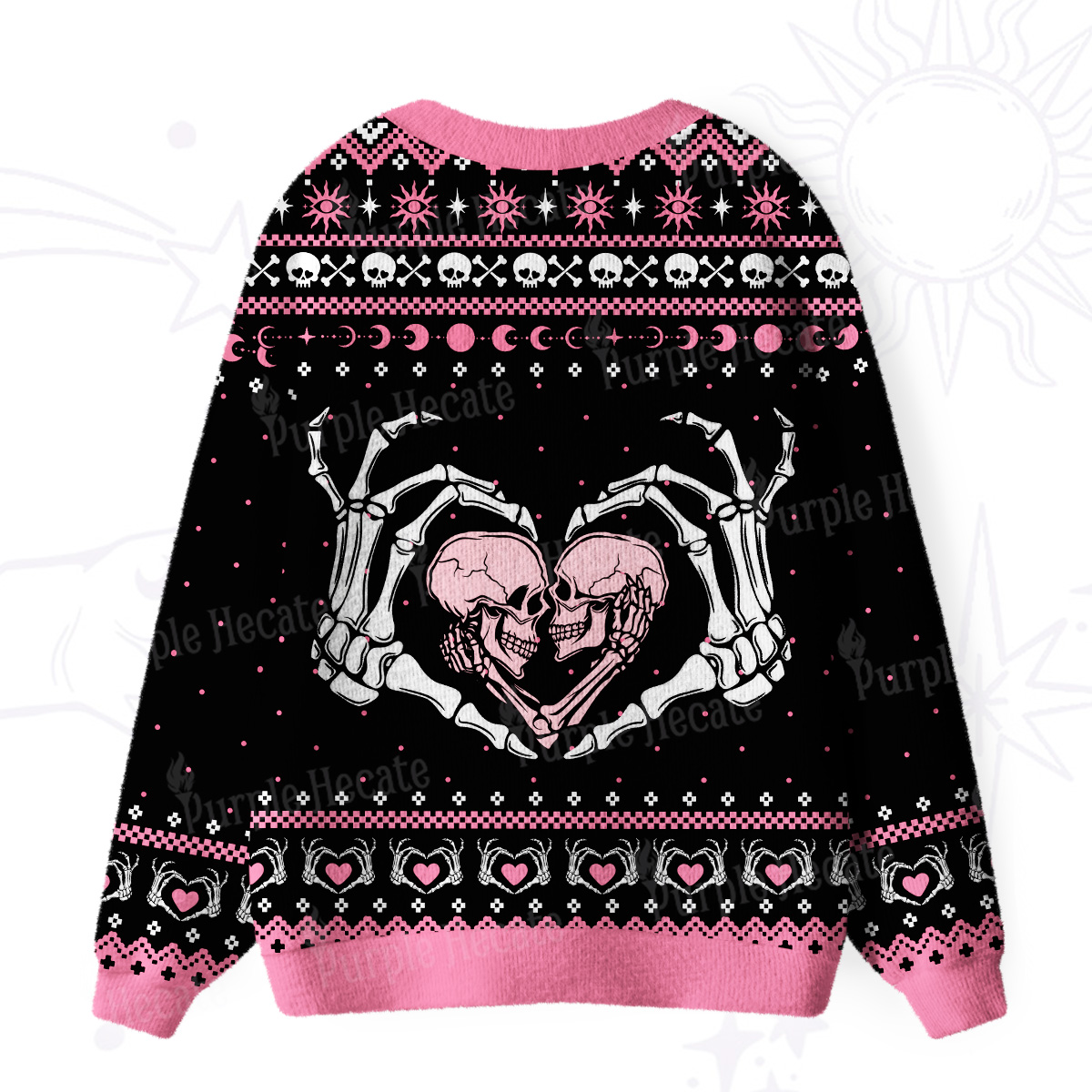 Purplehecate Sweet Gothic Skeleton Heart Ugly Cardigan Sweaters