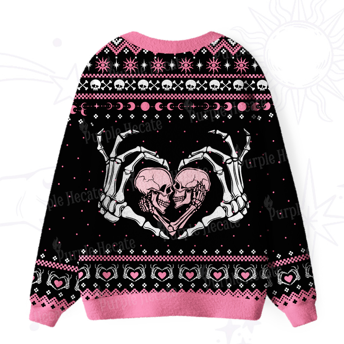 Purplehecate Sweet Gothic Skeleton Heart Ugly Cardigan Sweaters