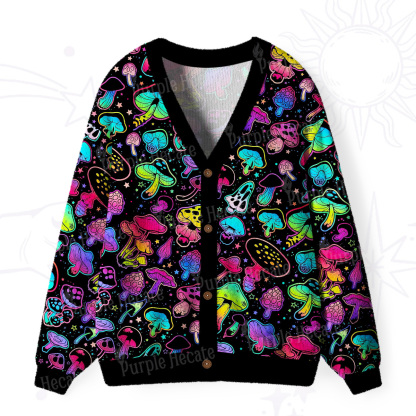 Purplehecate Psychedelic Mushroom Rave Ugly Cardigan Sweaters