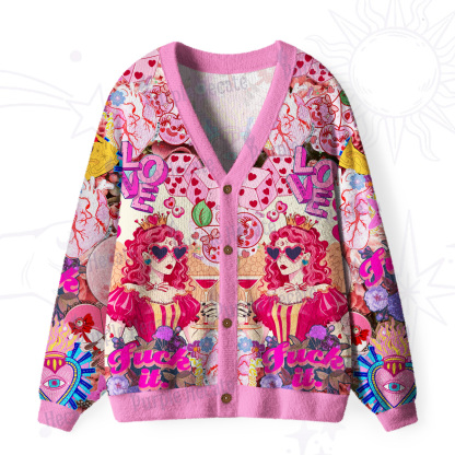 Purplehecate Queen of Hearts Angel Graphic Ugly Cardigan Sweaters