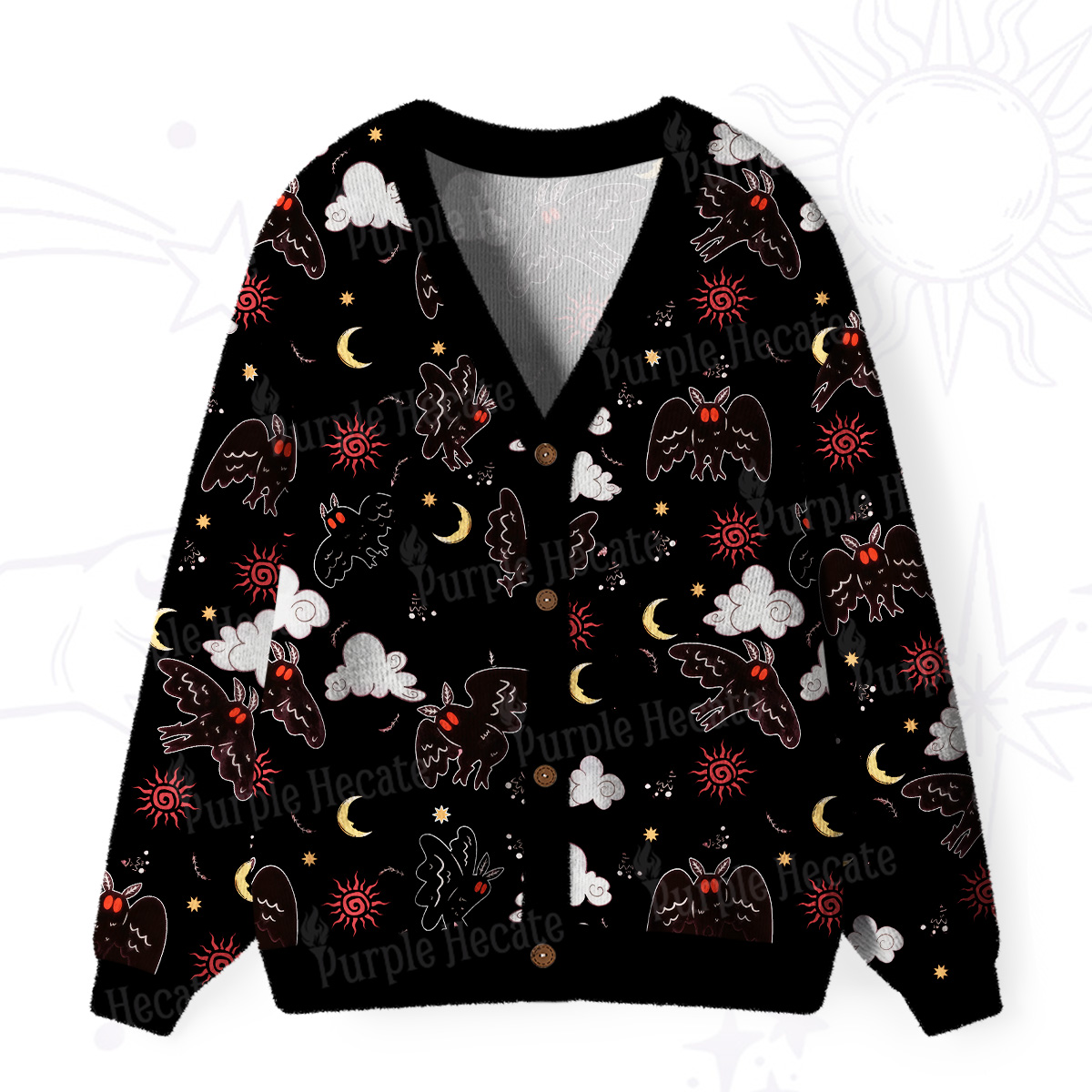 Purplehecate Cryptid Mothman Ugly Cardigan Sweaters