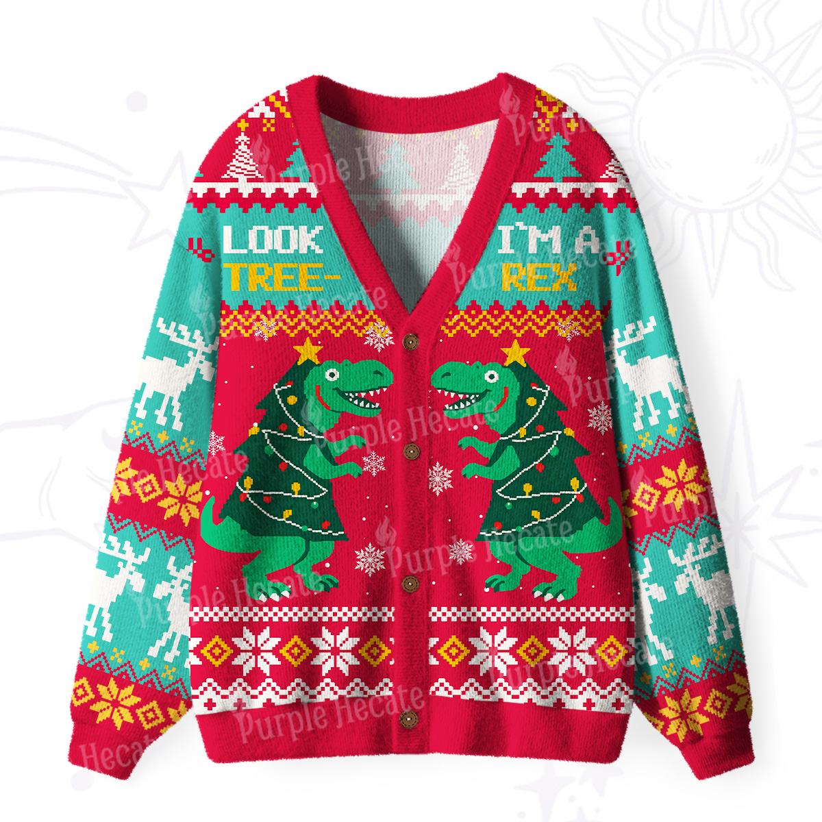 Purplehecate Look Tree I'm A T-Rex Ugly Cardigan Sweaters