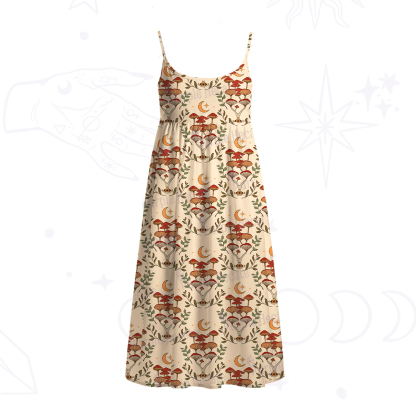 Purplehecate Psychedelic Mushrooms Spaghetti Strap Midi Dress