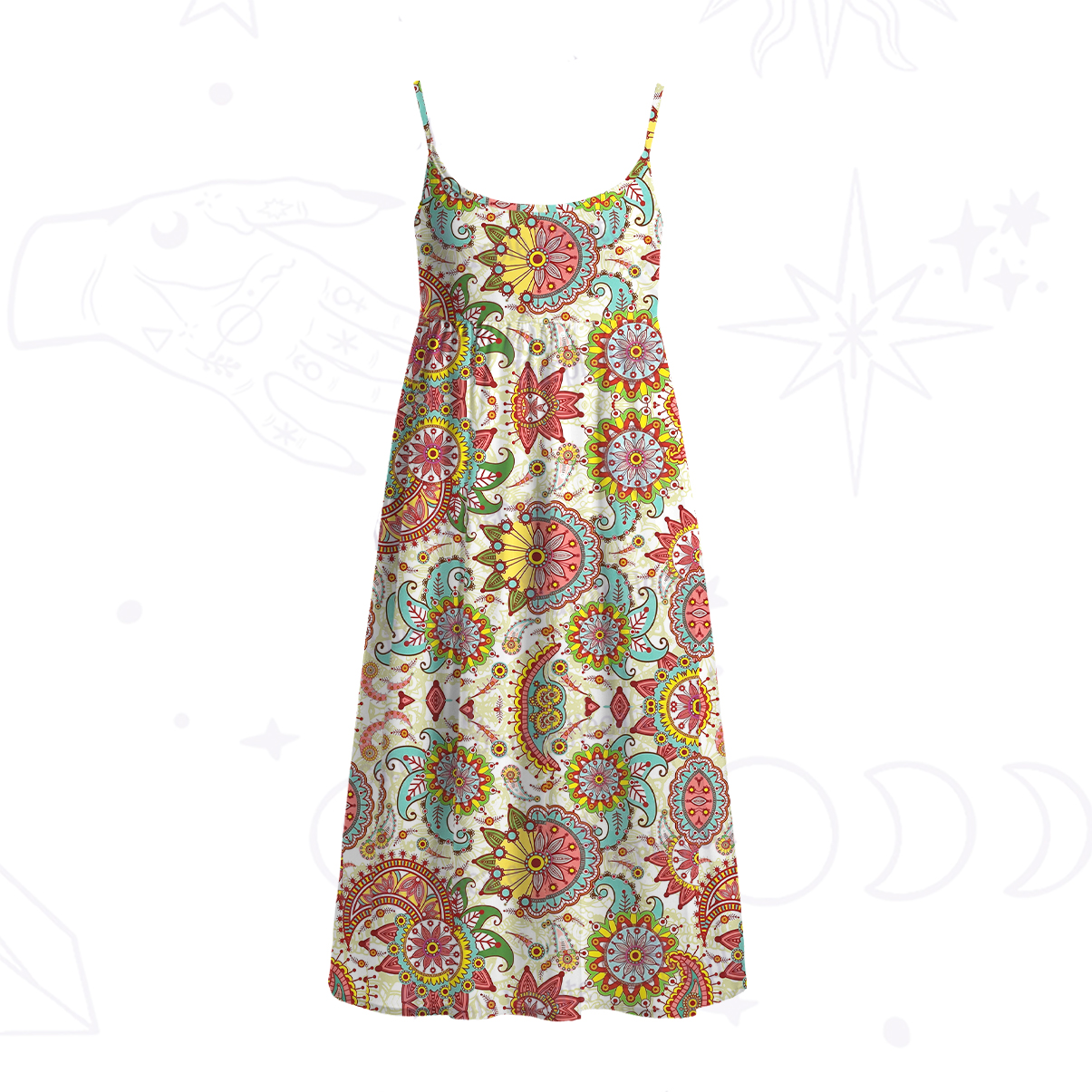Purplehecate Mandala Dream Spaghetti Strap Midi Dress