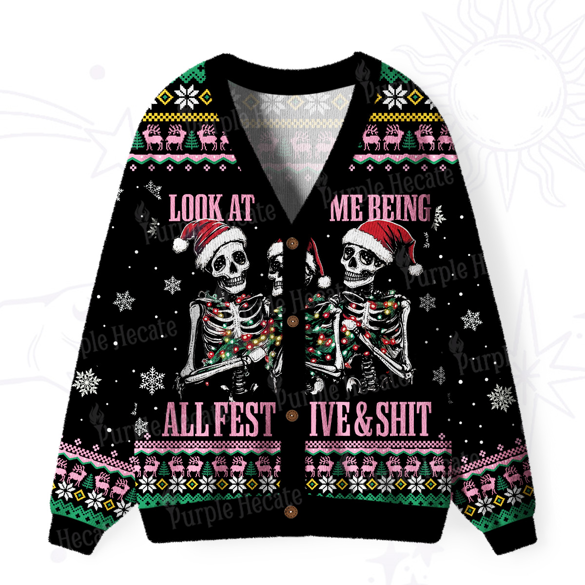 Purplehecate Look At Me Being All Festive And Shit Ugly Cardigan Sweaters