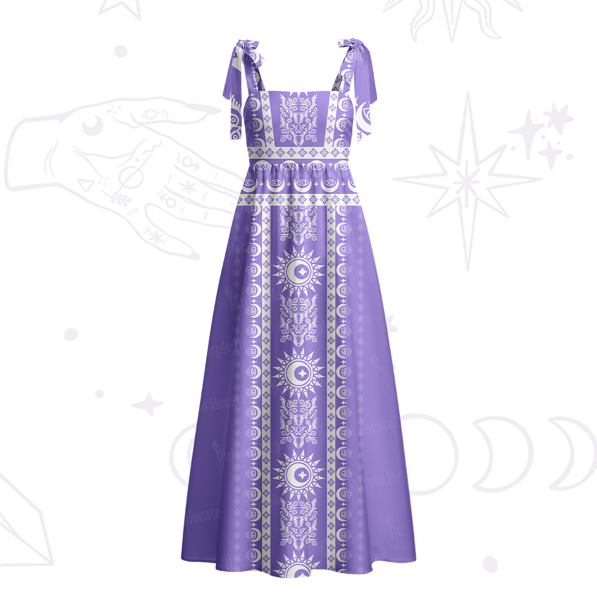 Purplehecate Visionary Sun Tie Shoulder Maxi Dress