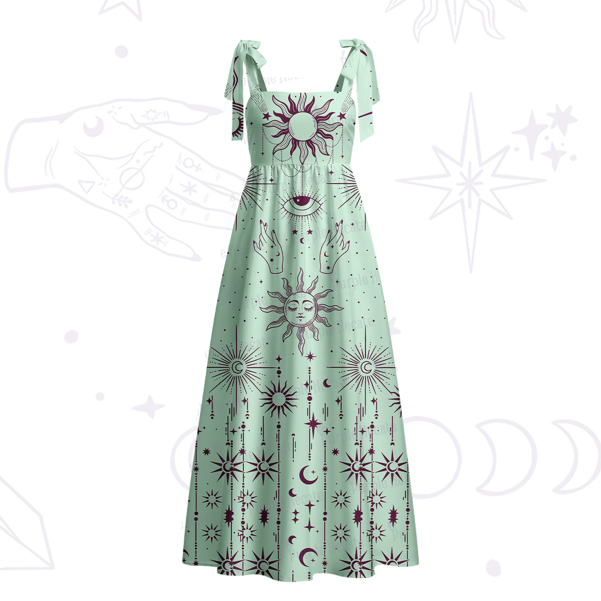 Purplehecate Solar Oracle Tie Shoulder Maxi Dress