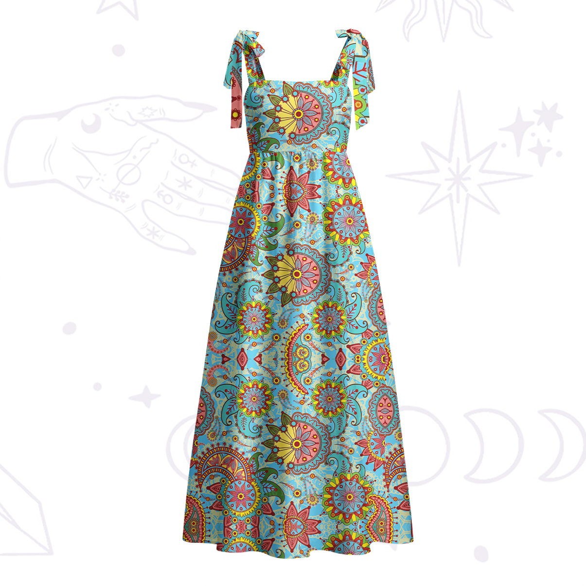 Purplehecate Mandala Dream Tie Shoulder Maxi Dress