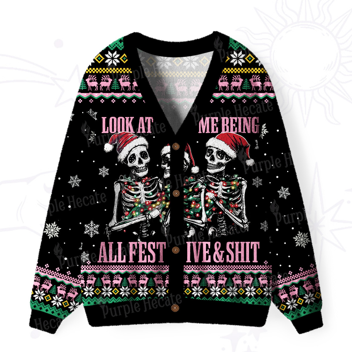 Purplehecate Look At Me Being All Festive And Shit Ugly Cardigan Sweaters