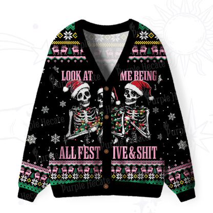 Purplehecate Look At Me Being All Festive And Shit Ugly Cardigan Sweaters