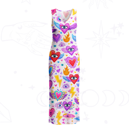 Purplehecate Mystic Heart Eye Wings Crochet Knit Maxi Dress