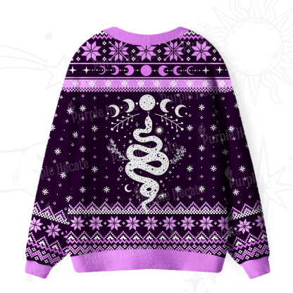 Purplehecate Snake And Moon Phase Comfort Ugly Cardigan Sweaters