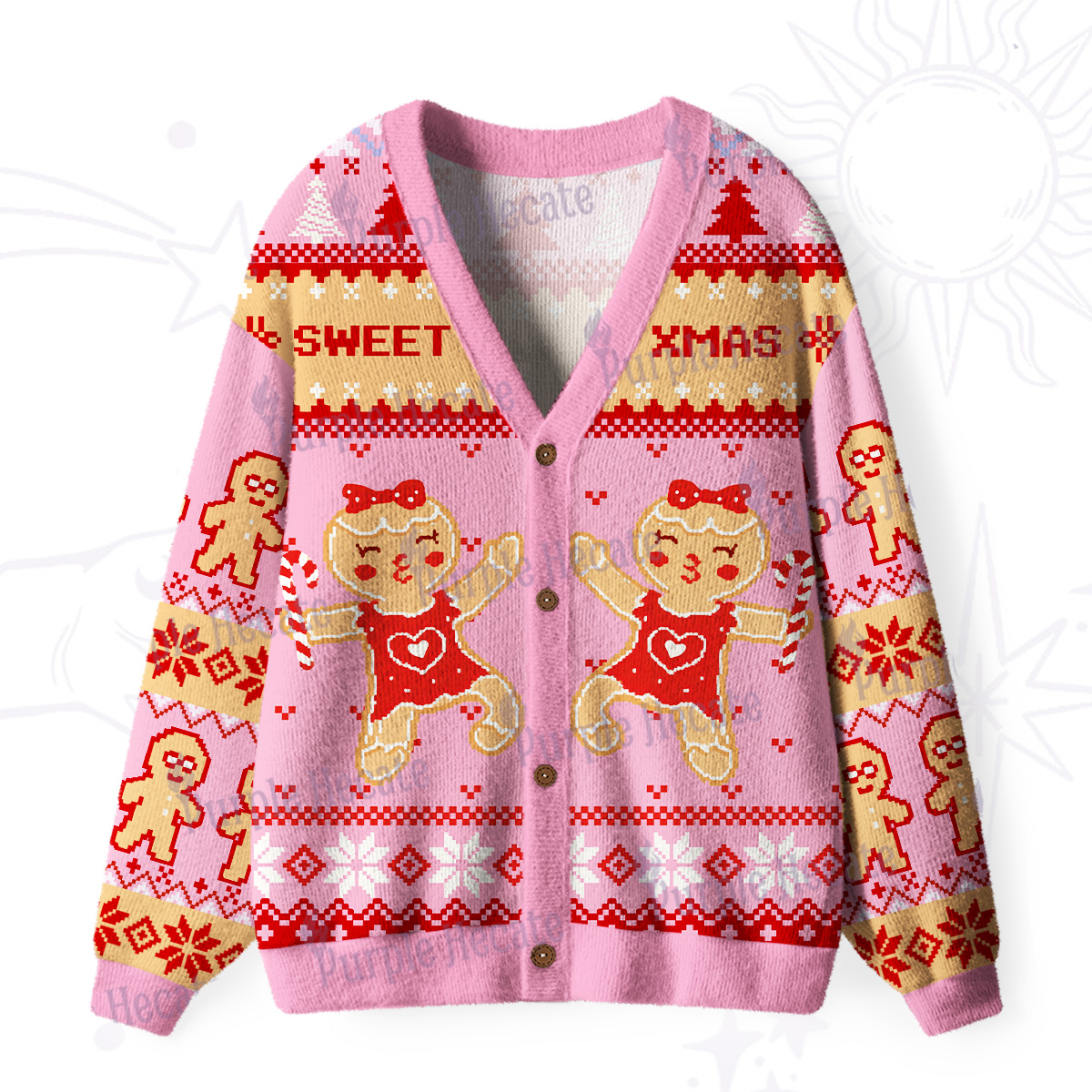 Purplehecate Sweet Xmas Ugly Cardigan Sweaters