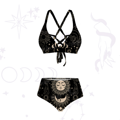 Purplehecate Lunar Eclipse Crisscross Tie-Back Bikini Set