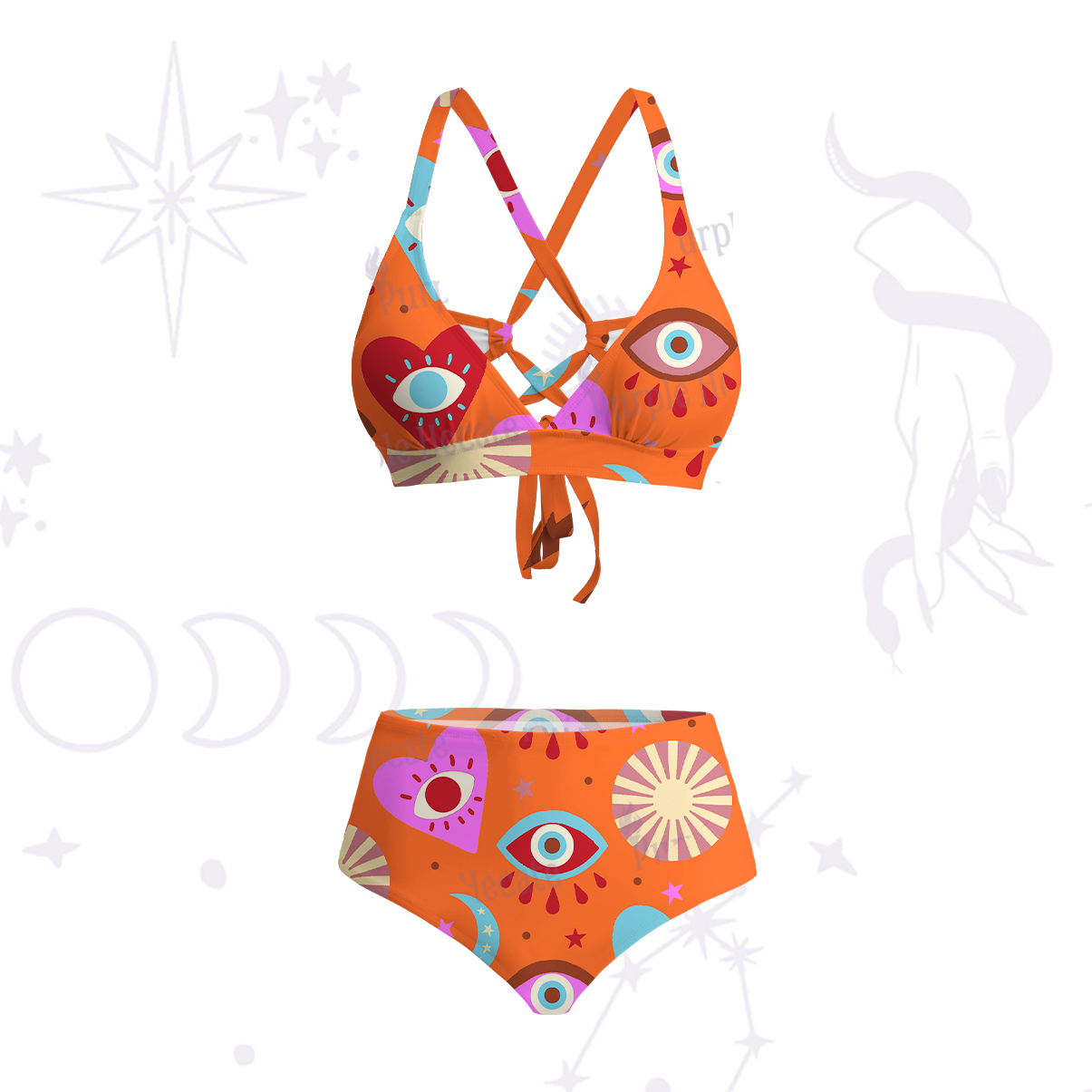 Purplehecate The Enchanted Eye of Love Crisscross Tie-Back Bikini Set