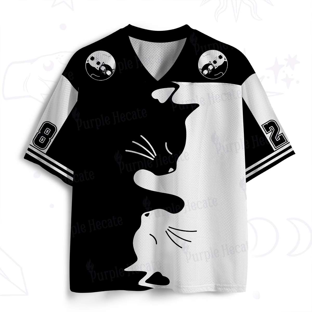 Purplehecate Yin Yang Cat Lover Mesh Jersey