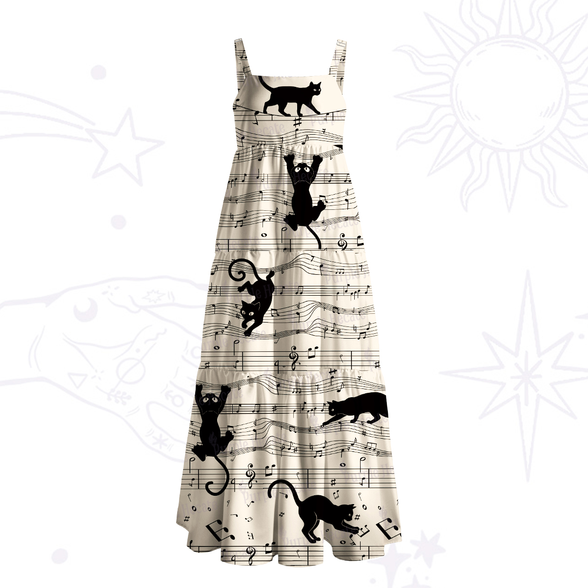 Purplehecate Catwalk Notes Strappy Wide Straps Maxi Dress