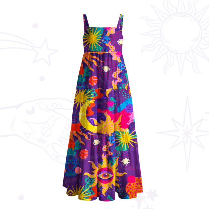 Purplehecate Sun Moon Spirit Dance Wide Straps Maxi Dress
