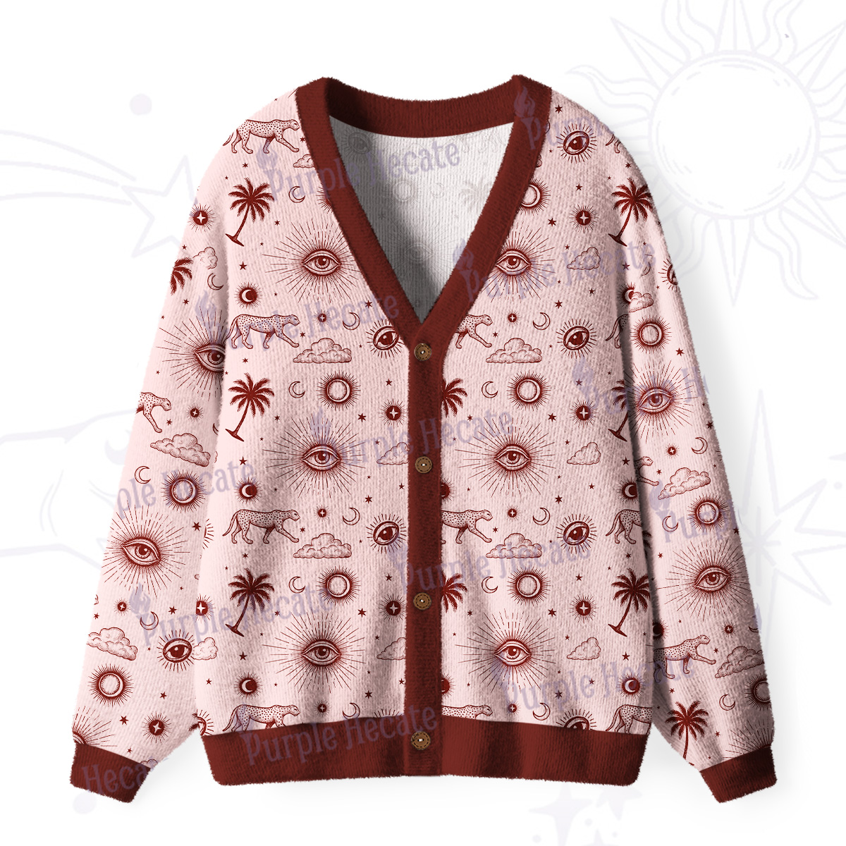 Purplehecate Prehistoric Fantasy Ugly Cardigan Sweaters