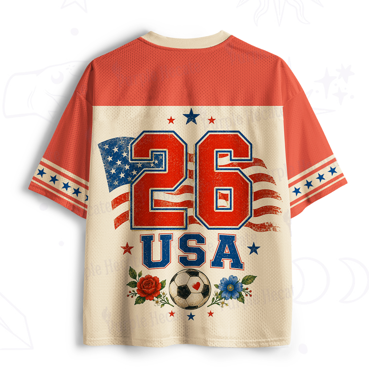 Purplehecate Floral USA Freedom Football Mesh Jersey