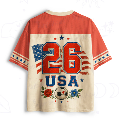 Purplehecate Floral USA Freedom Football Mesh Jersey