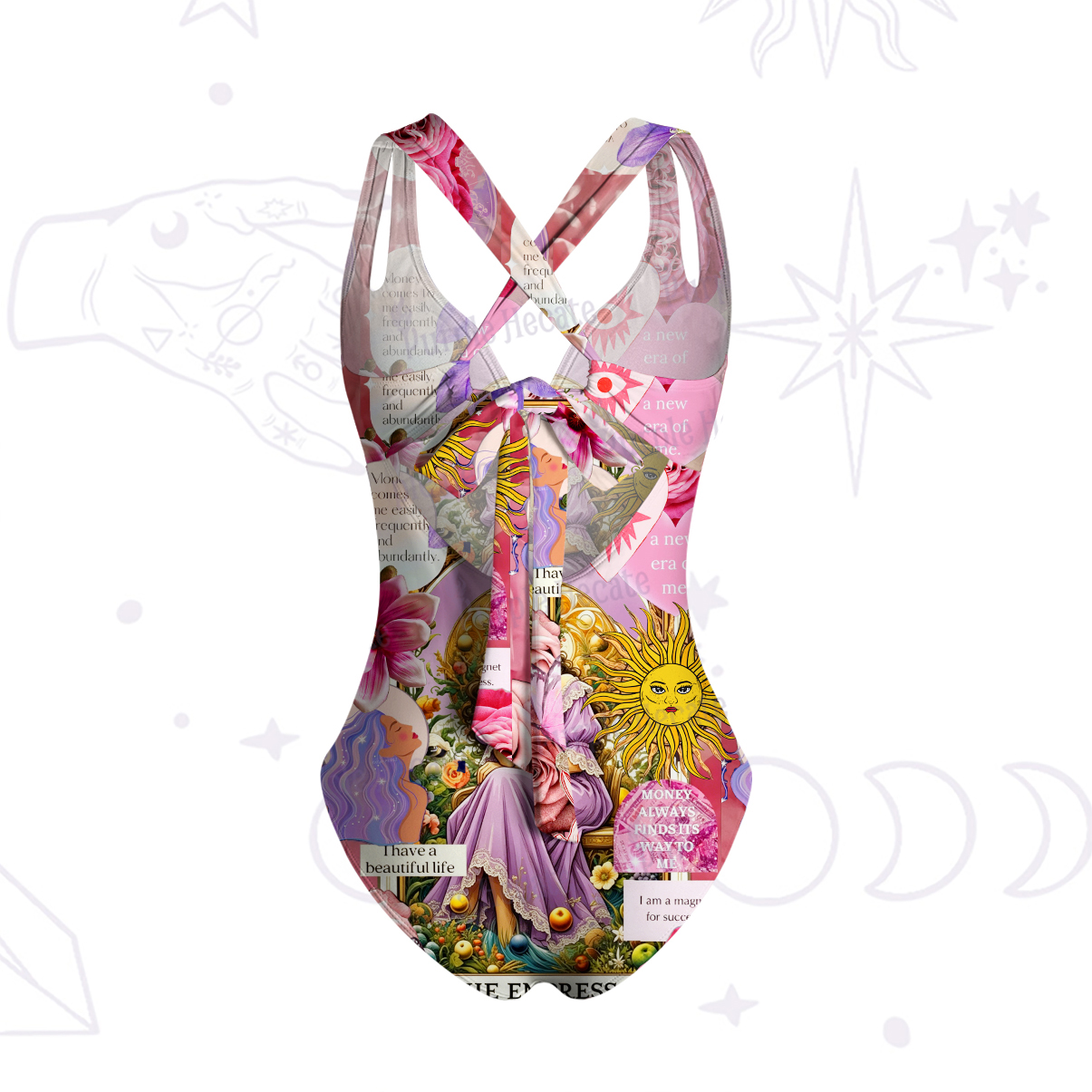 Purplehecate Divine Empress Tarot Collage One-Piece Swimsuit