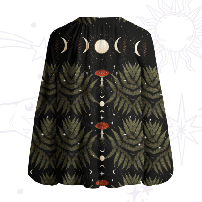 Purplehecate Moonlit Mushroom Gown Split Neck Tie Blouse
