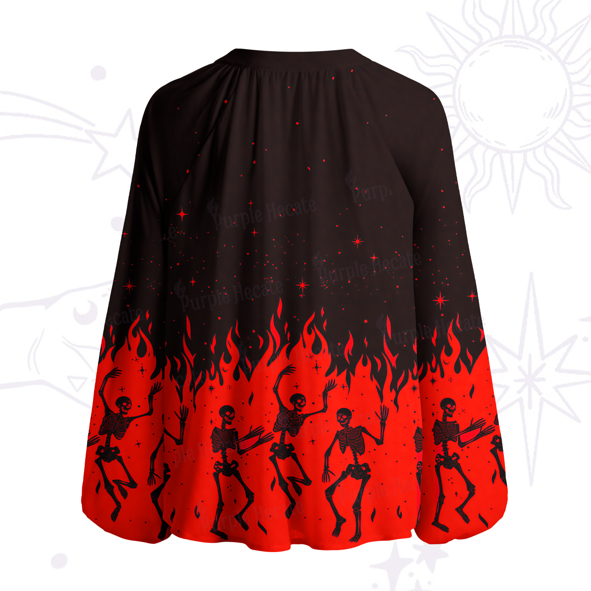 Purplehecate Infernal Revelry Split Neck Tie Blouse