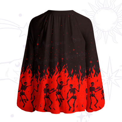 Purplehecate Infernal Revelry Split Neck Tie Blouse