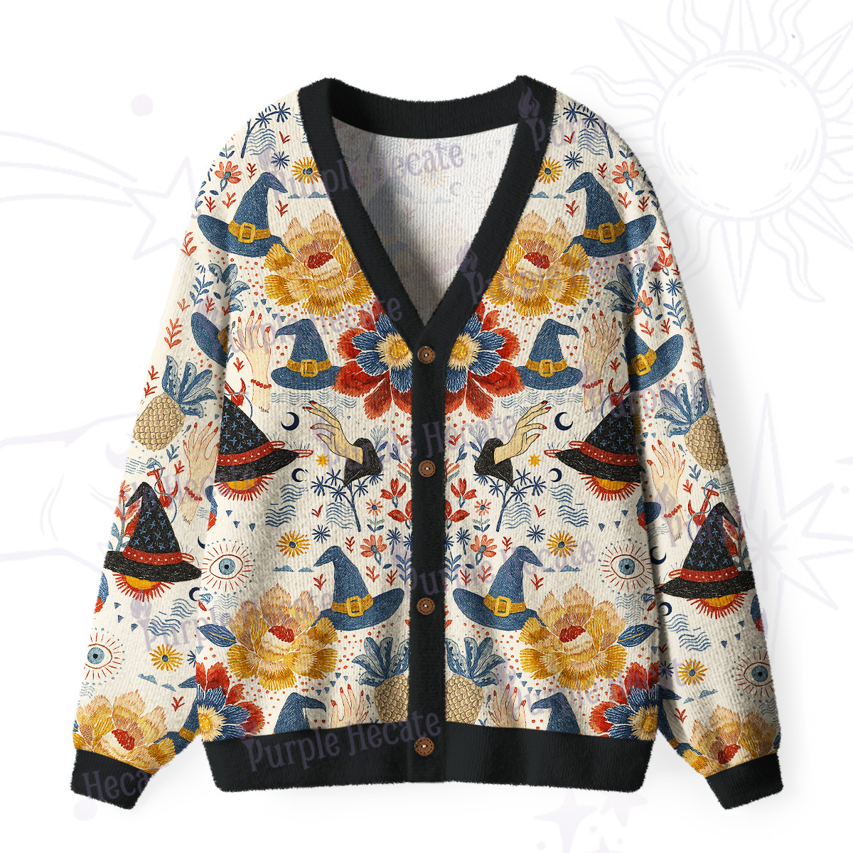 Purplehecate Witching Bloom Ugly Cardigan Sweaters
