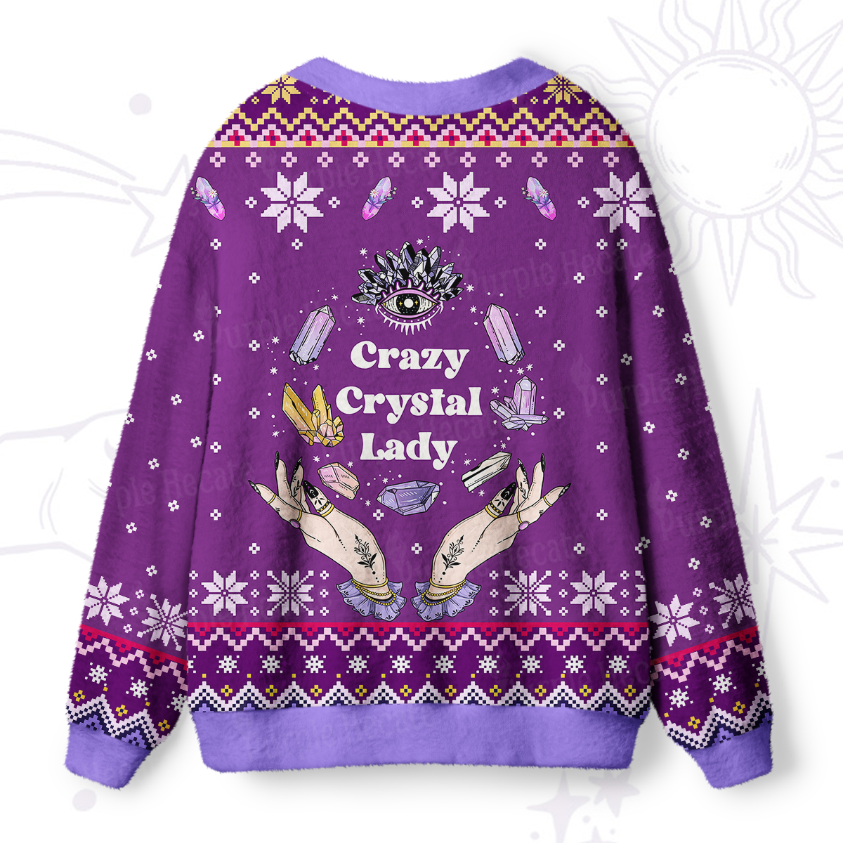 Purplehecate Crazy Crystal Lady Ugly Cardigan Sweaters