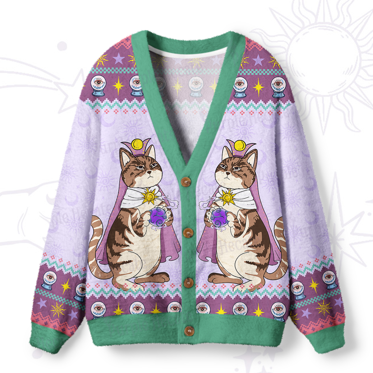 Purplehecate The High Priestess Cat Tarot Ugly Cardigan Sweaters