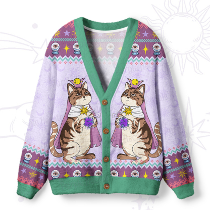 Purplehecate The High Priestess Cat Tarot Ugly Cardigan Sweaters