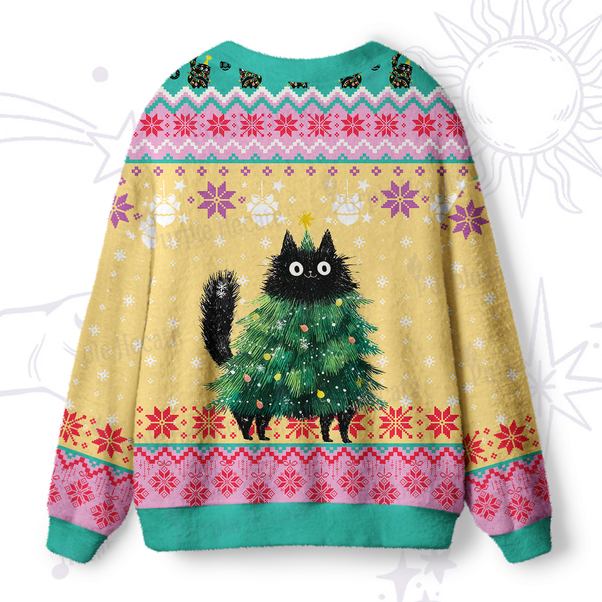 Purplehecate Funny Black Cat in Tree Ugly Cardigan Sweaters