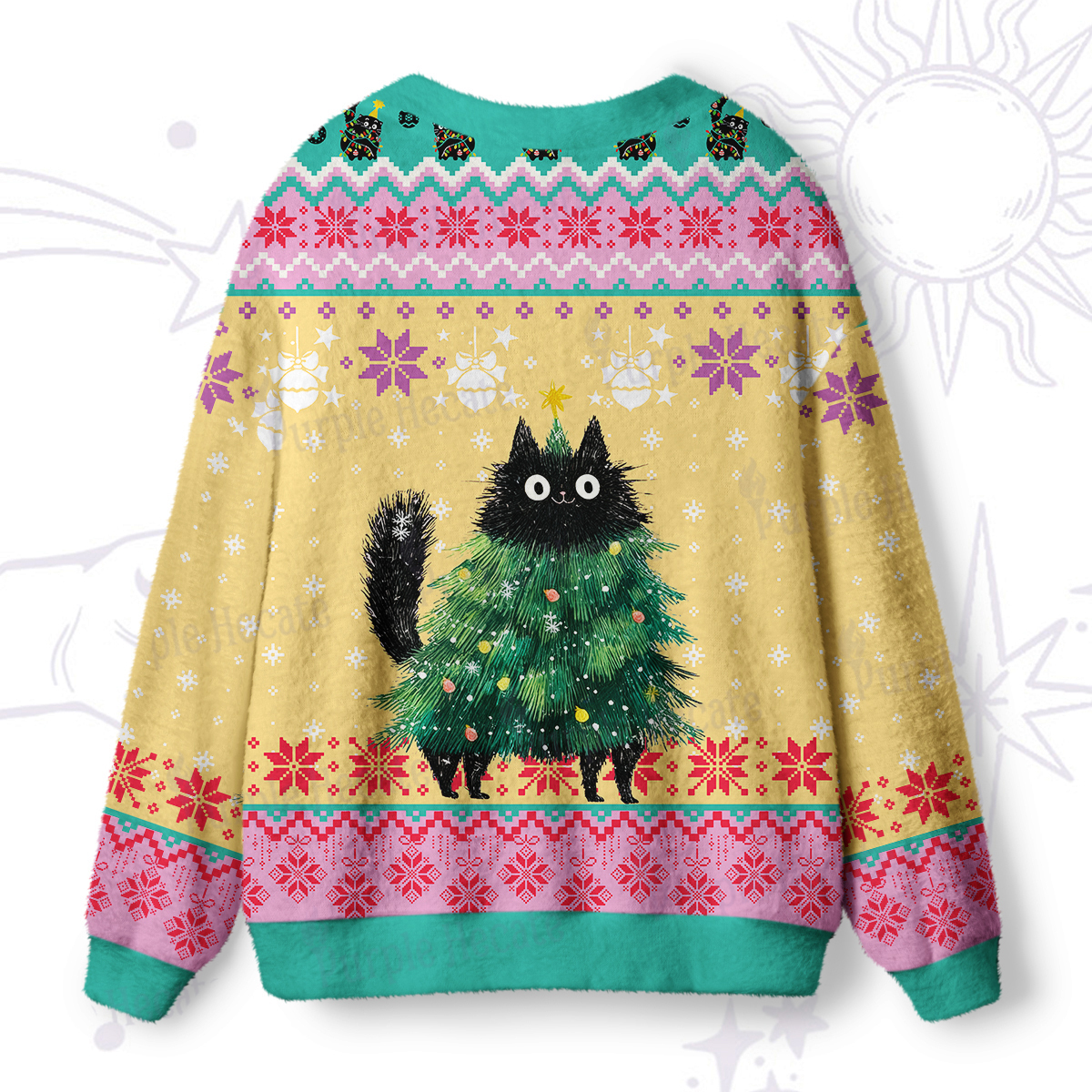 Purplehecate Funny Black Cat in Tree Ugly Cardigan Sweaters