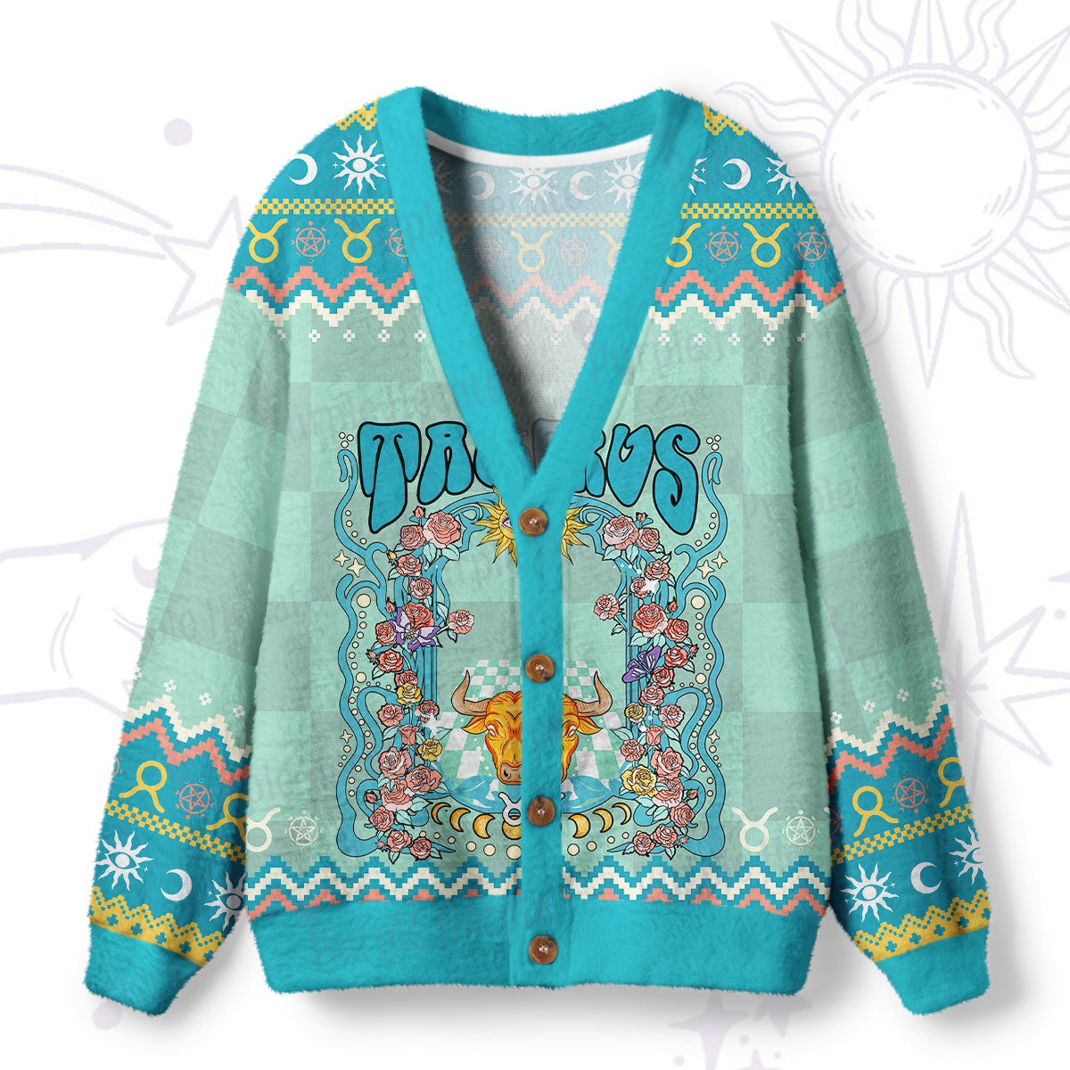 Magic Purplehecate Taurus Spirit Zodiac Ugly Cardigan Sweaters