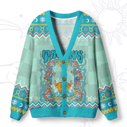 Purplehecate Taurus Spirit Zodiac Ugly Cardigan Sweaters