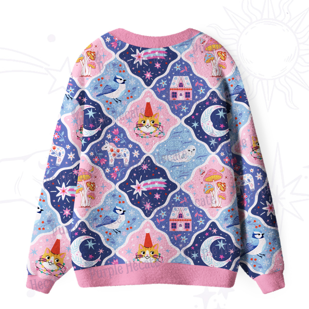 Purplehecate Dreamy Moonlight Fairy Tale Ugly Cardigan Sweaters
