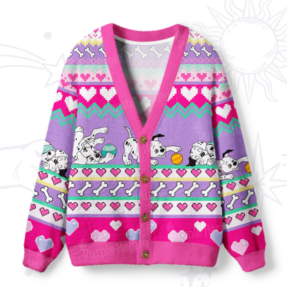 Purplehecate Dalmatian Playtime Ugly Cardigan Sweaters