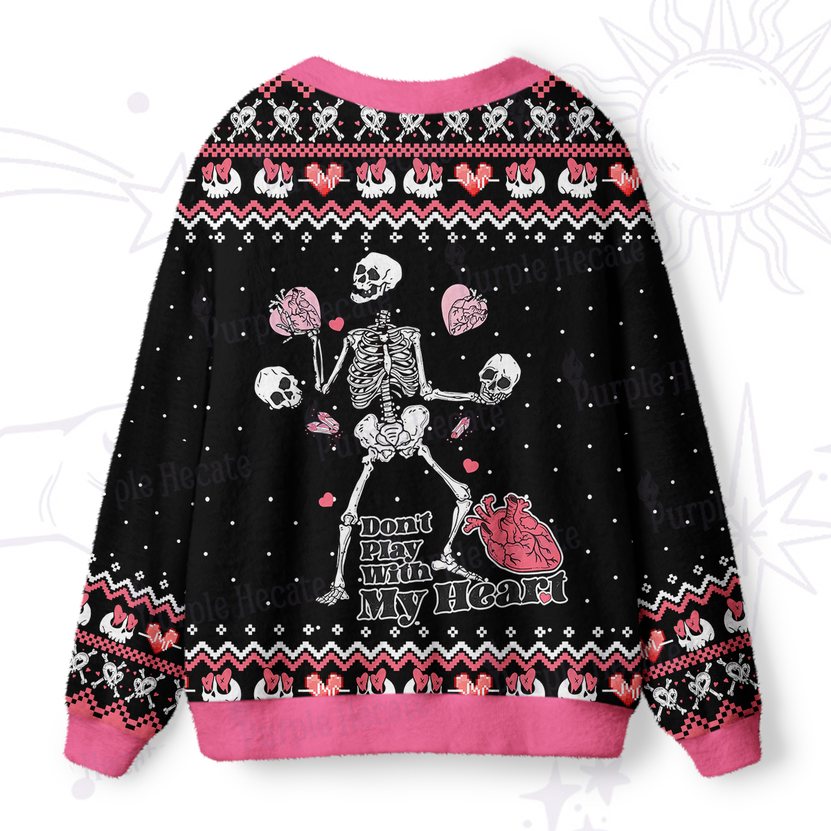 Purplehecate Don't Play With My Heart Ugly Cardigan Sweaters