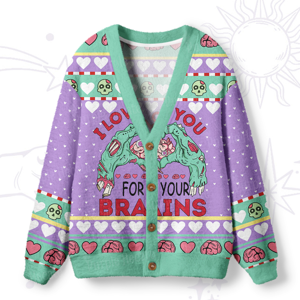 Purplehecate I Love You For Your Brains Ugly Cardigan Sweaters