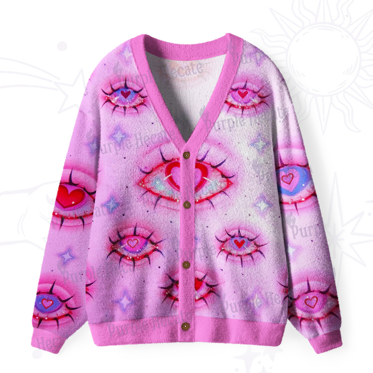 Purplehecate Mystic Love-Eye Ugly Cardigan Sweaters
