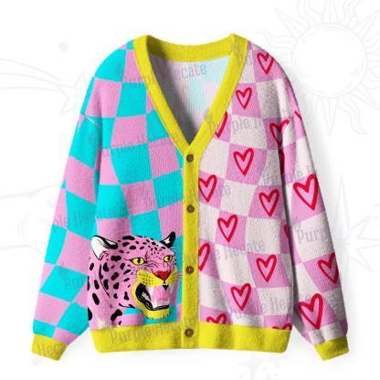 Purplehecate Savage Leopard Evil Eye Ugly Cardigan Sweaters