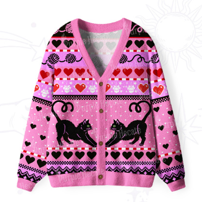 Purplehecate Sweet Black Cat Ugly Cardigan Sweaters